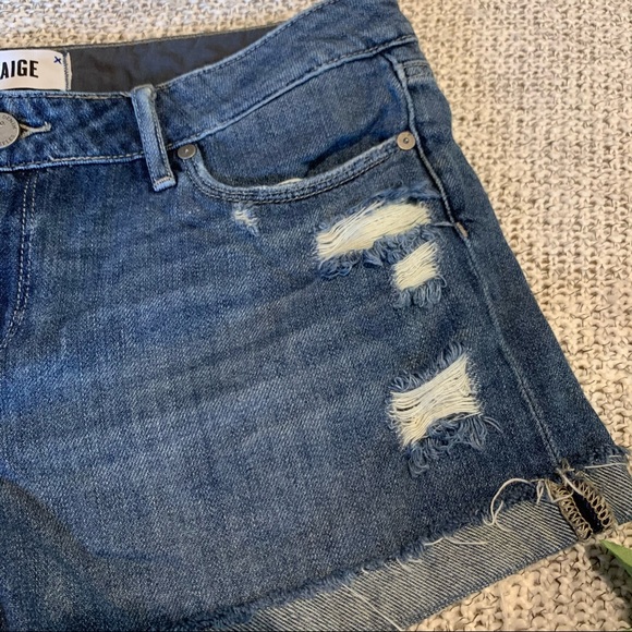 Paige Jimmy Jimmy Shorts Dark Wash Ripped - Picture 5 of 11